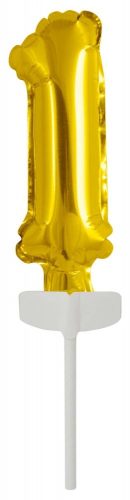 gold, Aur Balon folie cifra 1 tort 13 cm