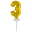 Numere Gold, Balon folie cu cifra 3 auriu pentru tort 13 cm