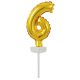 gold, Aur Balon folie cifra 6 tort 13 cm