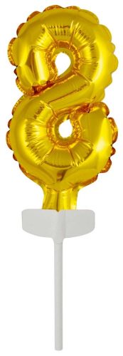 Gold, Aur Balon folie cifra 8 tort 13 cm