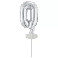   Numere Argint, Argint 0 număr balon din folie pentru tort 13 cm