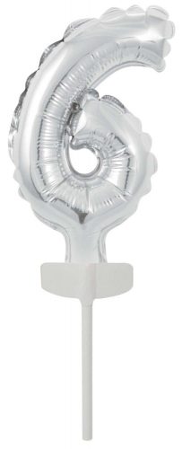 Silver, Argint Balon folie cifra 6 tort 13 cm