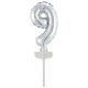 silver, argintiu Balon folie cifra 9 tort 13 cm