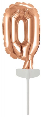 Rose Gold Balon folie cifra 0 pentru tort 13 cm