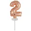 Numere Balon folie numărul 2 auriu roz pentru tort 13 cm