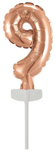 rose gold Balon folie cifra 9 tort 13 cm