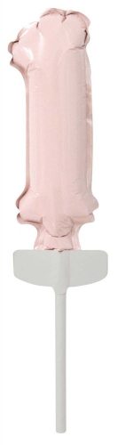 Pastel Pink, Pink Balon folie cifra 1 tort 13 cm
