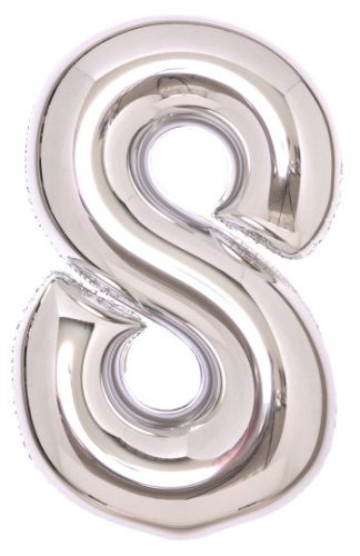 silver, argintiu Balon folie cifra 8 66 cm