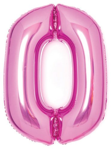 pink, roz Balon folie cifra 0 66 cm