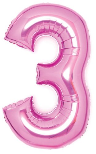 Pink, Roz Balon folie cifra 3 66 cm