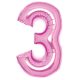 Pink, Roz Balon folie cifra 3 66 cm