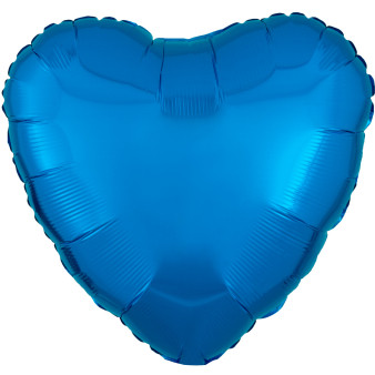 Metallic Blue Inimă balon folie 43 cm