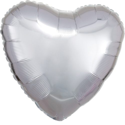 Metallic Silver Inimă balon folie 43 cm