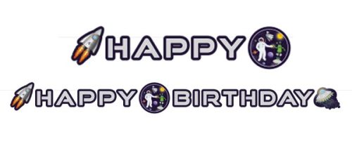 Space, Spațiu Happy Birthday banner 192 cm