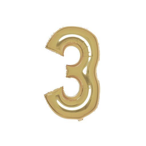 Numere White Gold Balon din folie auriu cifra 3, 87 cm