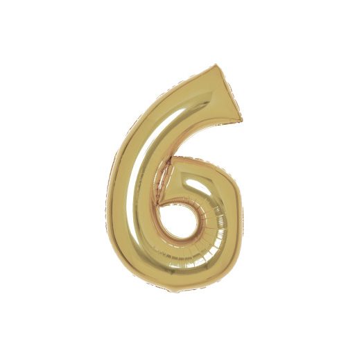 Numere White Gold Balon folie auriu cu numărul 6, 92 cm