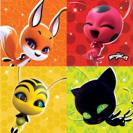   Miraculos: Buburuza și Motan Noir Kwami șervețel 16 buc 33x33 cm