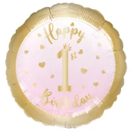 Prima zi de naștere Pink balon folie 43 cm