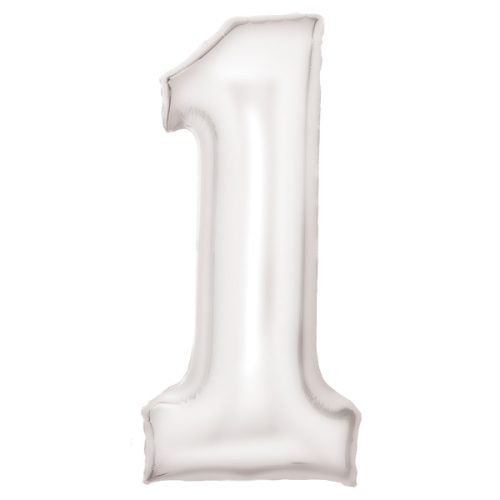 Lustre White, Alb Balon folie cifra 1 86 cm
