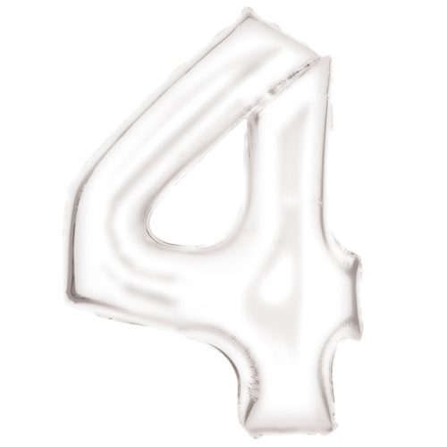 Lustre White, Alb Balon folie cifra 4 86 cm