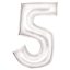 Numere Lustre White, Balon din folie de culoare albă cu numărul 5, 86 cm