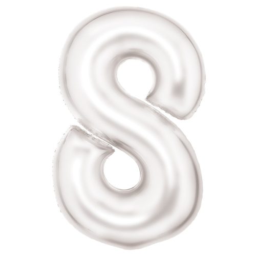 Lustre White, Alb Balon folie cifra 8 86 cm