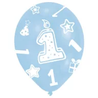   Prima zi de naștere Blue balon, 6 bucăți 11 inch (27,5 cm)