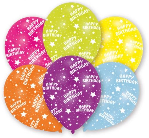 Happy Birthday Star balon, balon 6 bucăți 11 inch (27,5 cm)
