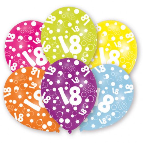 Happy Birthday 18 Colorful balon, balon 6 bucăți 11 inch (27,5 cm)