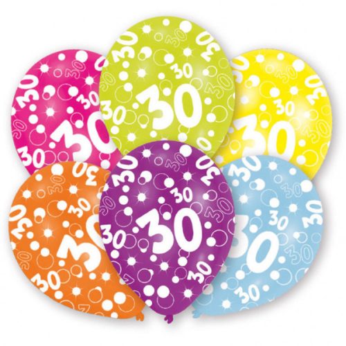 Happy Birthday 30 Colorful balon, balon 6 bucăți 11 inch (27,5 cm)