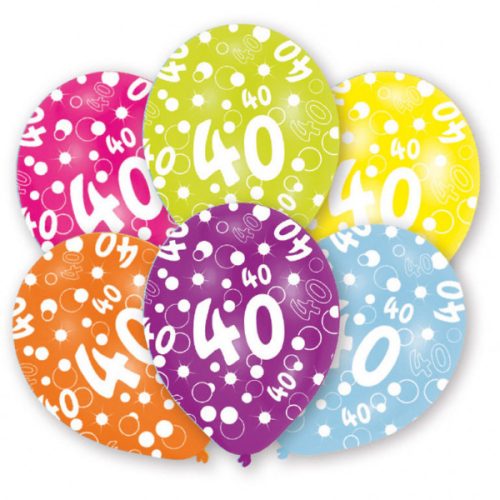 Happy Birthday 40 Colorful balon, balon 6 bucăți 11 inch (27,5 cm)