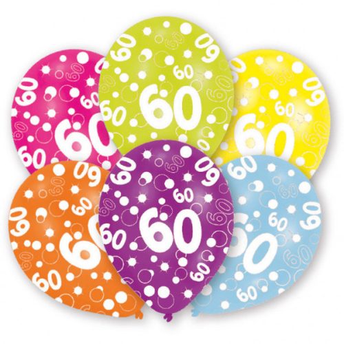 Happy Birthday 60 Colorful balon, balon 6 bucăți 11 inch (27,5 cm)