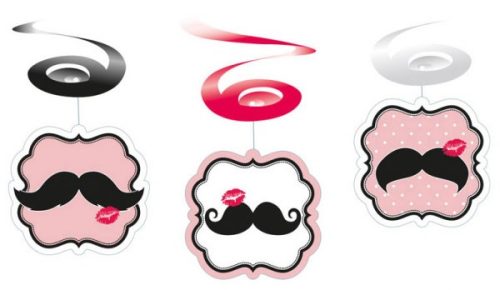 Mustache, Bufniță panglică decorare set de 6 bucăți