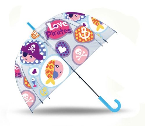 Pirat Love copii umbrelă transparentă semiautomată Ø70 cm