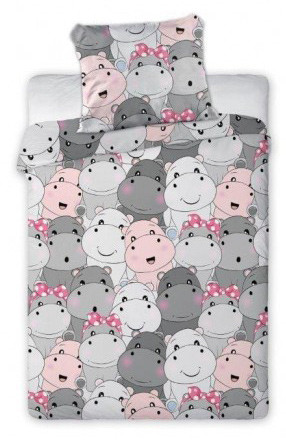 Hipopotam Lenjerie de pat pentru copii 100x135cm, 40x60 cm