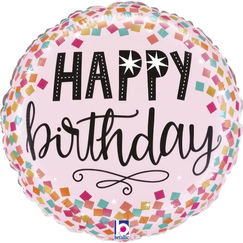 La mulți ani Pink Confetti Mini balon din folie Happy Birthday 19 cm (WP)