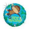 La mulți ani Monkey Buddy Holo Balon din folie Happy Birthday 46 cm