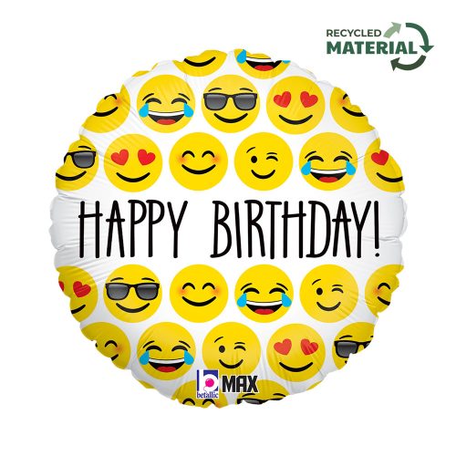 La mulți ani Emoji Happy Birthday balon din folie 46 cm
