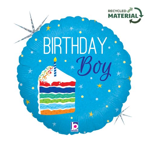 La mulți ani Cake Boy Holo Balon folie Happy Birthday 46 cm