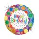 La mulți ani Rainbow Dots Holo Balon folie Happy Birthday 46 cm