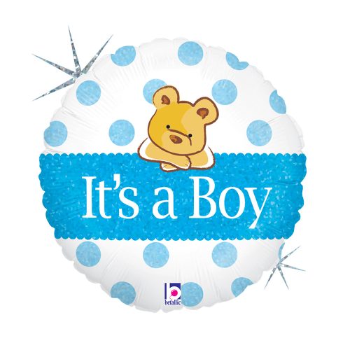 Prima zi de naștere Bear Holo Balon folie băiat bebeluș 46 cm