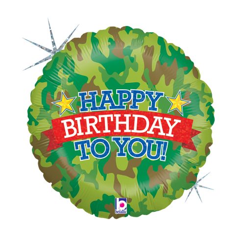 La mulți ani Camouflage Holo Happy Birthday balon folie 46 cm