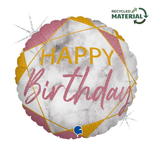 La mulți ani Glitter Marble Rose Balon din folie Happy Birthday 46 cm