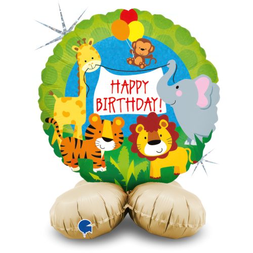 La mulți ani Jungle Balon de folie cu bază Happy Birthday 41 cm