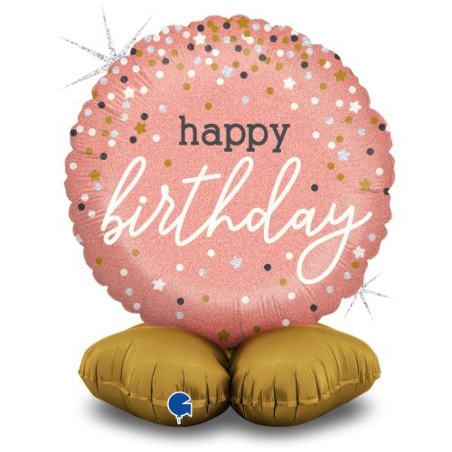 La mulți ani Rose Gold Balon din folie Happy Birthday cu bază 41 cm