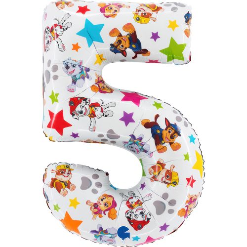 Patrula Cățelușilor Star Balon din folie cifra 5, 66 cm