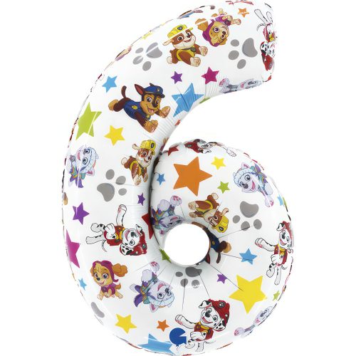 Patrula Cățelușilor Star Balon folie cifră 6 de 66 cm