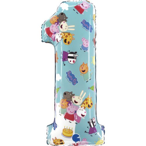 Purcelușa Peppa Blue Balon din folie numărul 1 66 cm