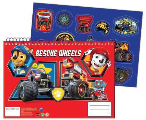 Patrula Cățelușilor Rescue Wheels Schetsboek A/4 spiră 40 de file cu autocolant