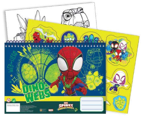 Omul Păianjen Spidey Dino-Webs Caiet de schițe A/4 cu spirală, 40 de pagini și autocolante